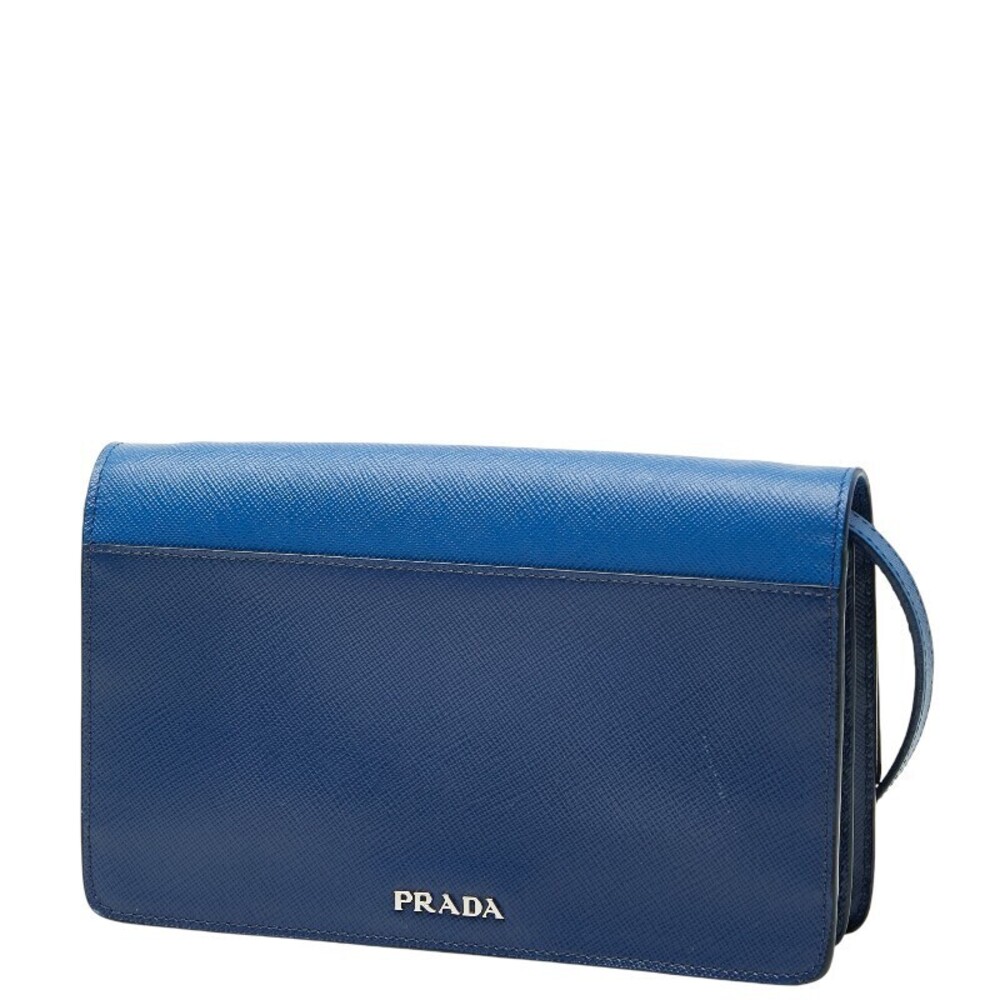 Prada Blue Saffiano Leather Shoulder Crossbody Bag Blue